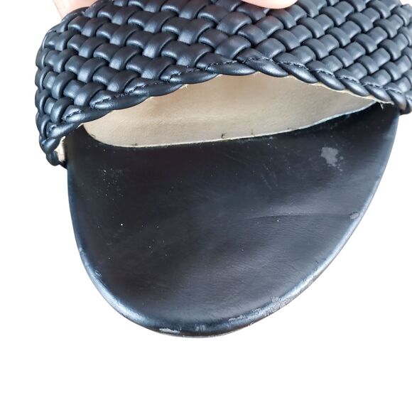 White Mt Emerie Heels Womens 8 Black Faux Leather Strappy Open Toe Sandals Shoes - Picture 3 of 10